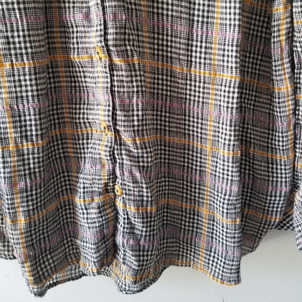 Free People Plaid Break My Stride Top Blouse Small - Picture 6 of 10